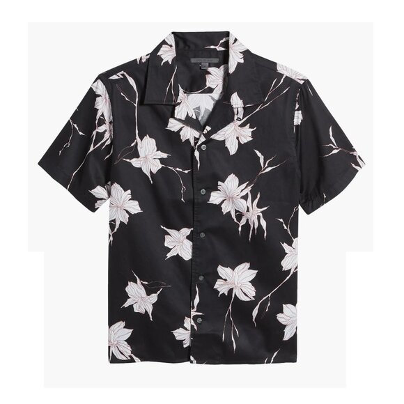 John Varvatos Collection Men's Short Sleeve Danny Floral Sketch Camp Shirt Blue - Picture 5 of 6